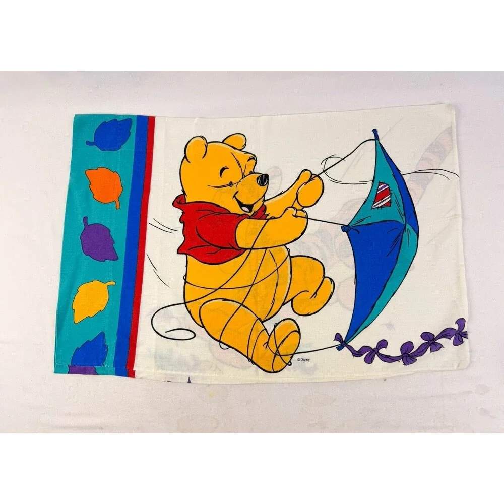 Vintage Disney 90's pillowcase case Winnie The Pooh Tigger Pouncing Fall Leaves!